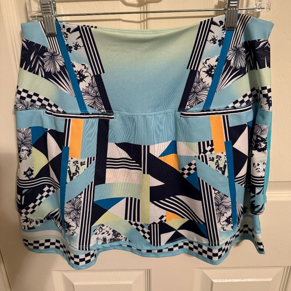 Lucky in Love Tennis/Golf Skort - Tiered - Blue Multi-Print
